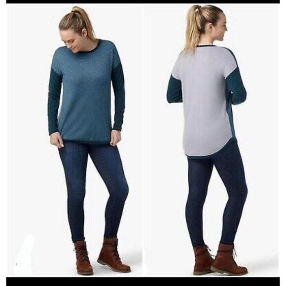 Smartwool Sweaters - Smartwool Shadow Pine Colorblock Sweater Women'sIn Mist Blue-twilight Blue  S
